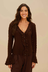 Lace Stitch Knit Ruffles Cardigan | FARM Rio Discount