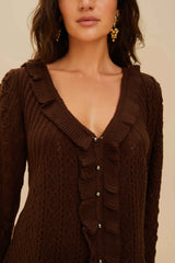 Lace Stitch Knit Ruffles Cardigan | FARM Rio Discount