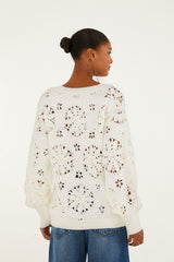 Off-White Crochet 3d Flower Knit Cardigan | FARM Rio | FARM Rio On Sale