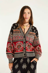 Black Ainika Love Coconut Groove Knit Cardigan | FARM Rio | FARM Rio Online