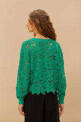 Green Flower Crochet Cardigan | FARM Rio For Sale