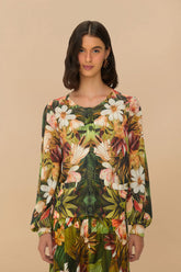 Multicolor Botanical Forest Knit Cardigan | FARM Rio Discount