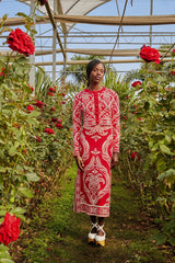 Red Tropical Jacquard Knit Cardigan | FARM Rio Online