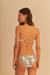 Off-White Sweet Bloom Side Tie Bikini Bottom | FARM Rio On Sale