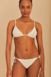 White Seashell Eyelet Full Tie Side Bikini Bottom | FARM Rio Discount