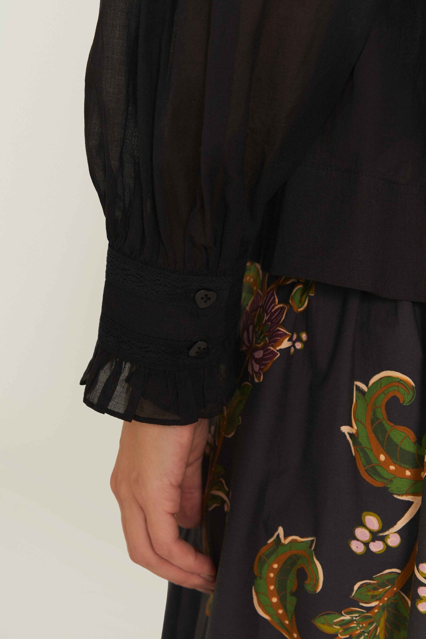 Black Short Sleeve Collar Blouse | FARM Rio Online