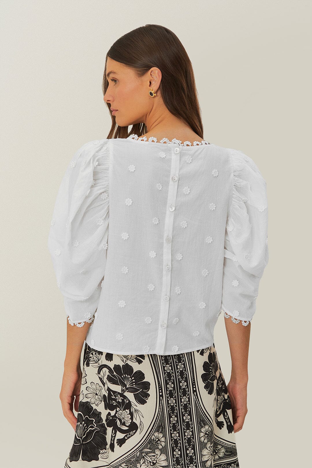 Off-White 3D Flowers Blouse | FARM Rio Discount
