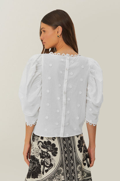 Off-White 3D Flowers Blouse | FARM Rio Discount