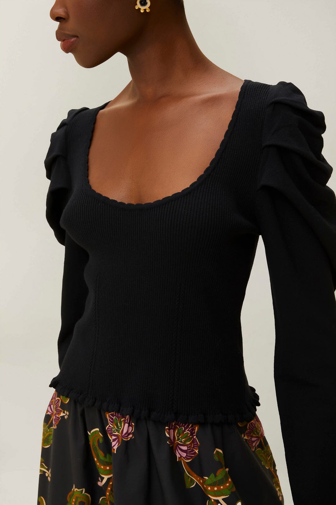 Black Knit Blouse | FARM Rio US