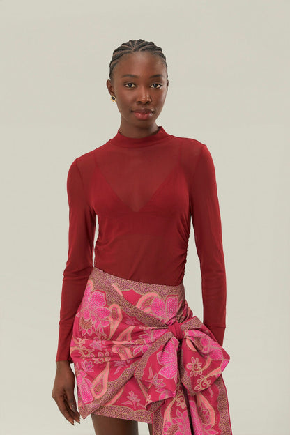 Burgundy Jersey Blouse | FARM Rio On Sale