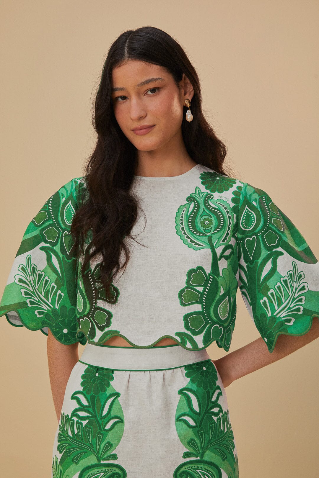 Green Color Festival Euroflax™ Blouse | FARM Rio Near Me
