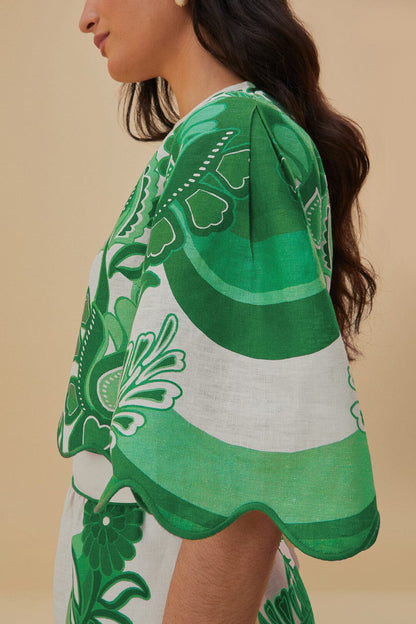 Green Color Festival Euroflax™ Blouse | FARM Rio Near Me