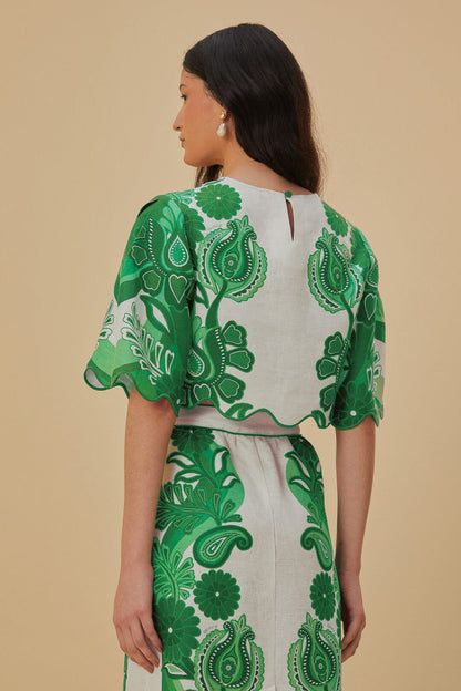 Green Color Festival Euroflax™ Blouse | FARM Rio Near Me