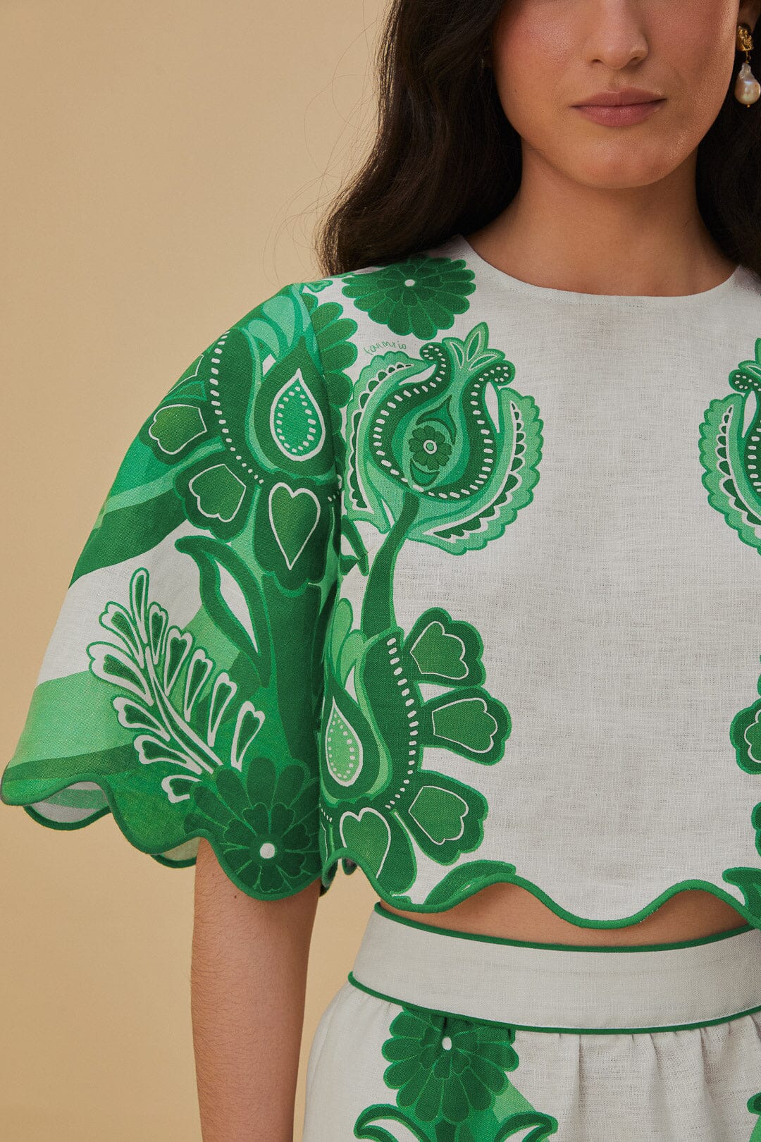 Green Color Festival Euroflax™ Blouse | FARM Rio Near Me