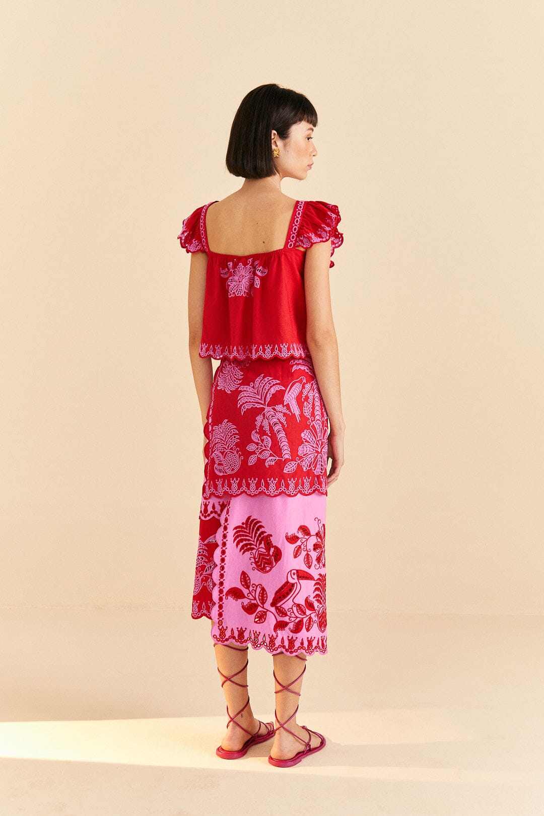 Red Palm Tree Richelieu Blouse | FARM Rio Outlet