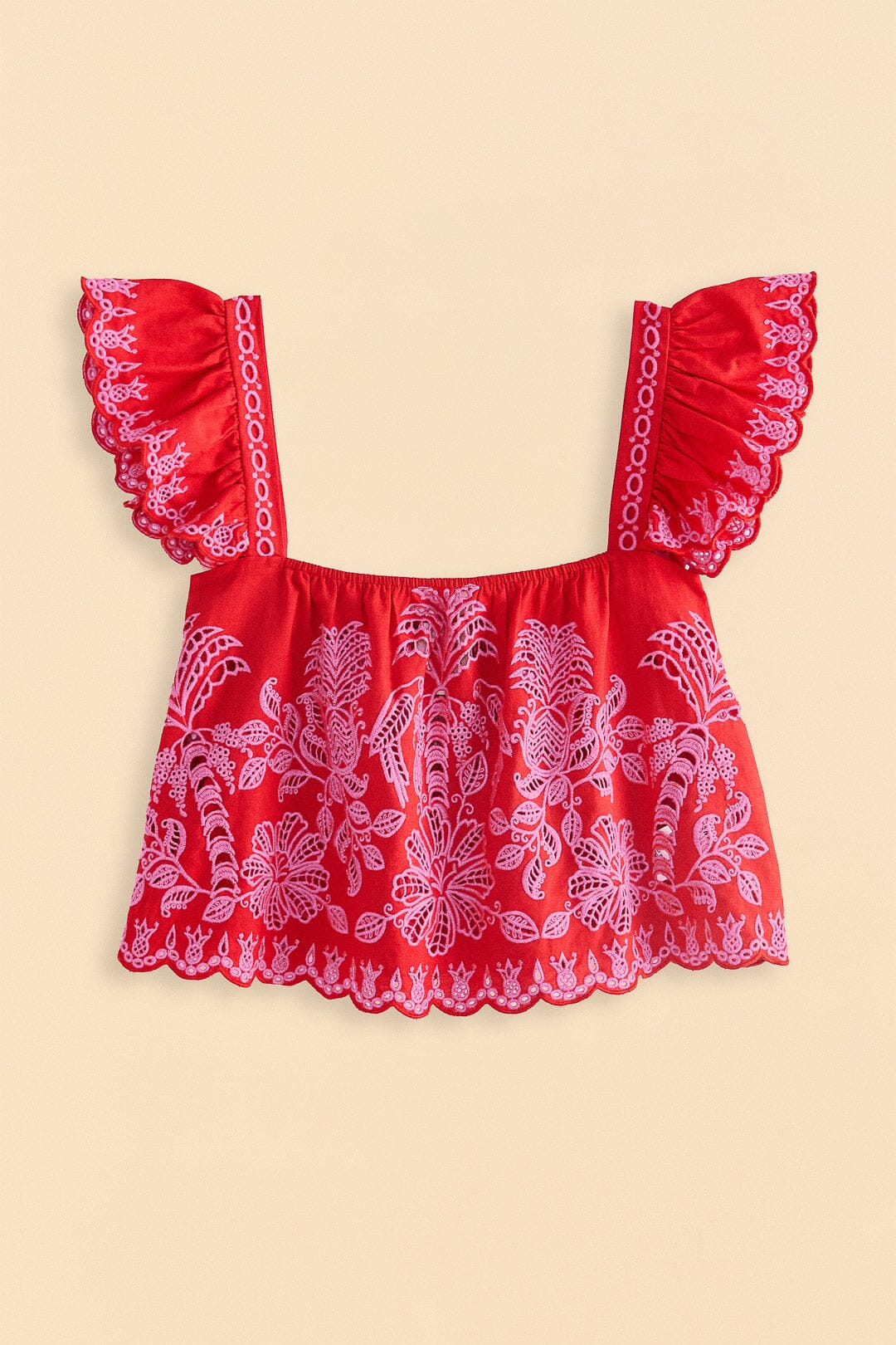 Red Palm Tree Richelieu Blouse | FARM Rio Outlet