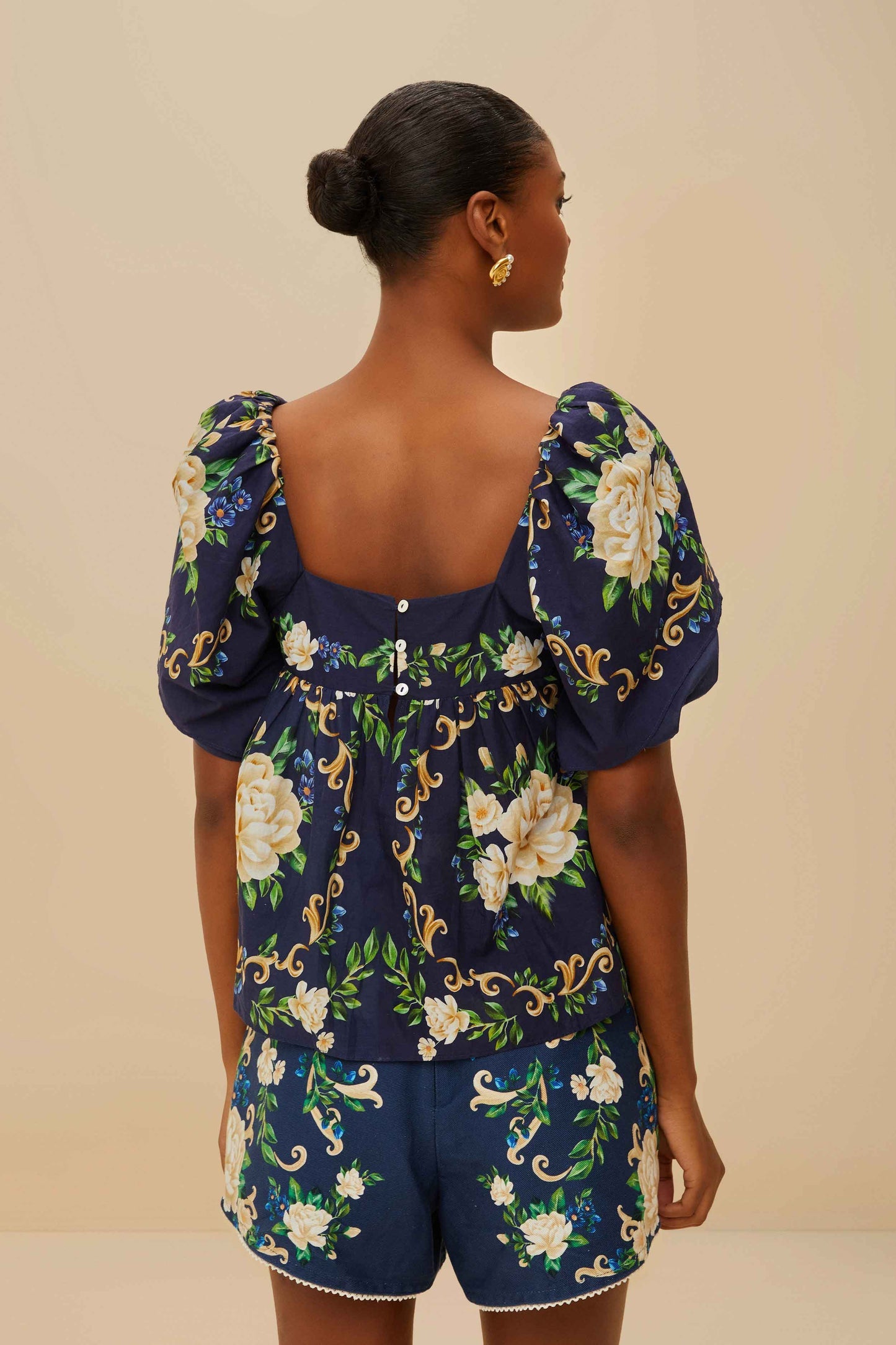 Blue Flower Tapestry Yoke Blouse | FARM Rio Online