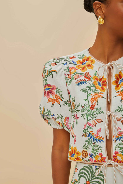 Off-White Delicate Forest Scarves Euroflax™ Premium Linen Blouse | FARM Rio Discount
