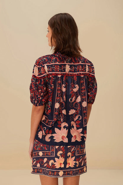 Boho Floral Scarf Navy Blue Blouse | FARM Rio Near Me
