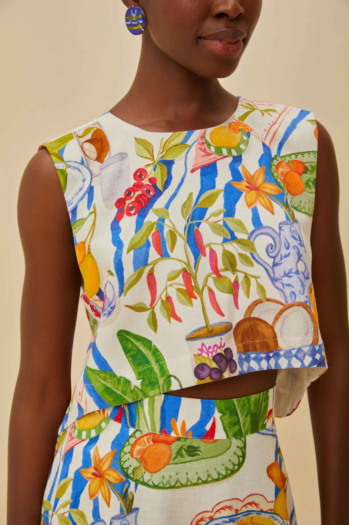 Off-White Fresh Table LENZING™ ECOVERO™ Euroflax™ Blouse | FARM Rio