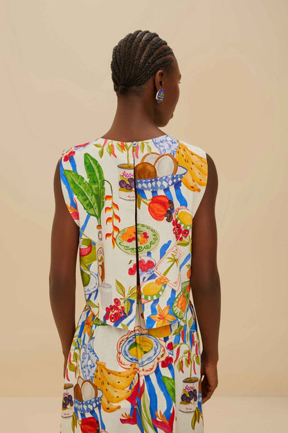 Off-White Fresh Table LENZING™ ECOVERO™ Euroflax™ Blouse | FARM Rio