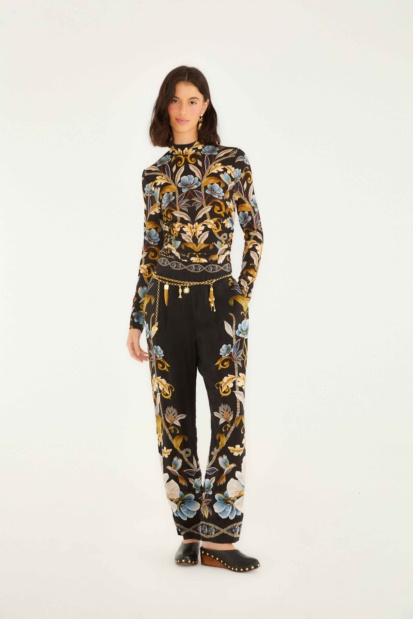 Black Flowerful Garden Jersey Blouse | FARM Rio | FARM Rio US