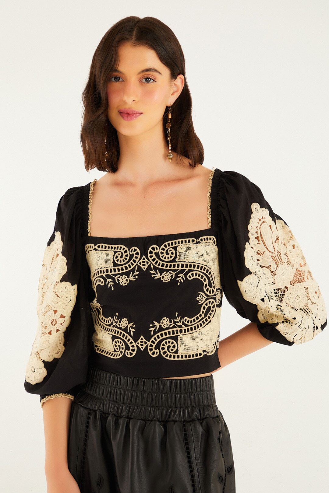 Black Lace Blouse | FARM Rio | FARM Rio On Sale
