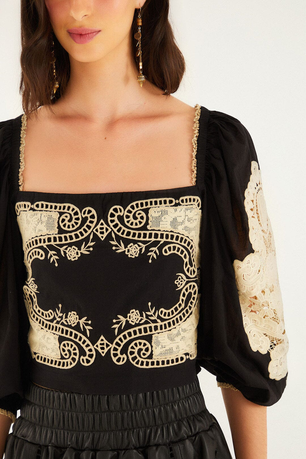 Black Lace Blouse | FARM Rio | FARM Rio On Sale