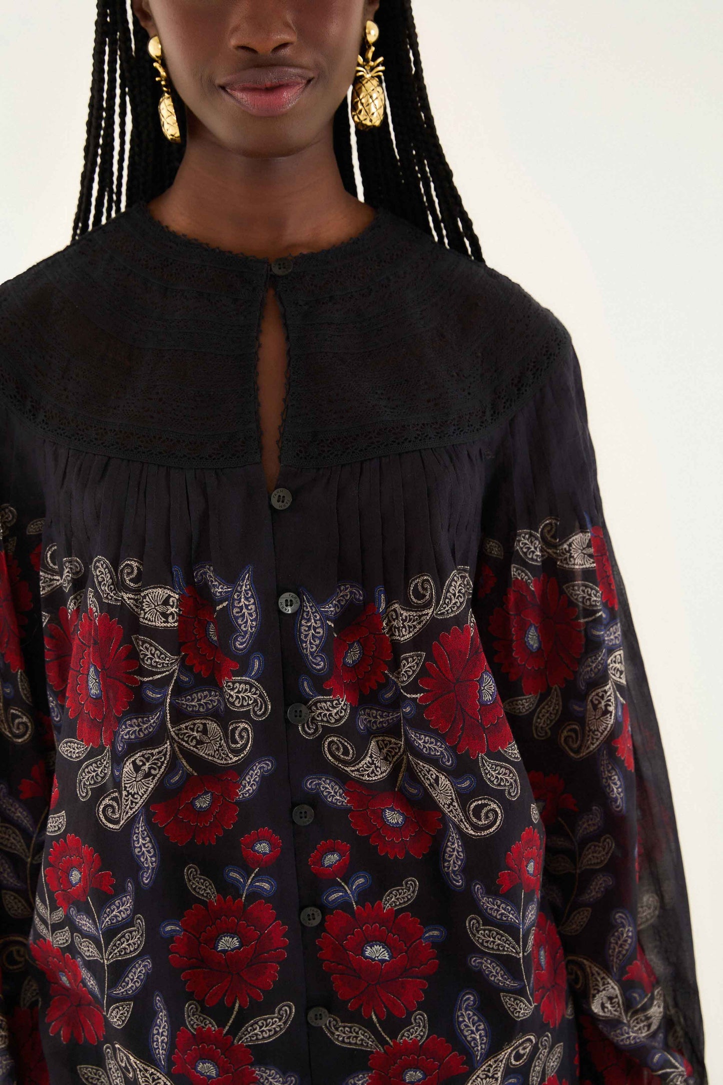 Black Valentina Long Sleeve Blouse | FARM Rio | FARM Rio Near Me