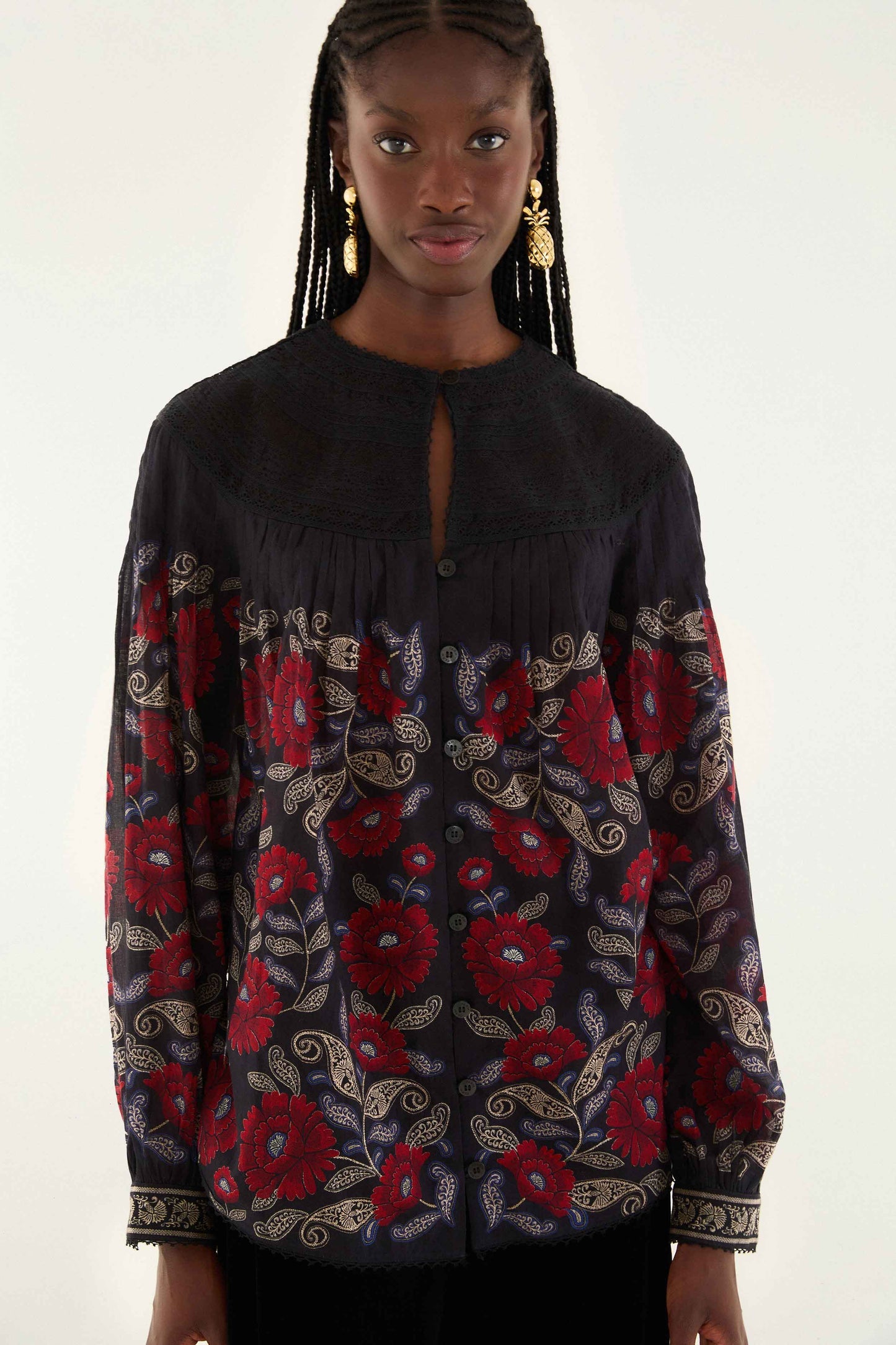 Black Valentina Long Sleeve Blouse | FARM Rio | FARM Rio Near Me
