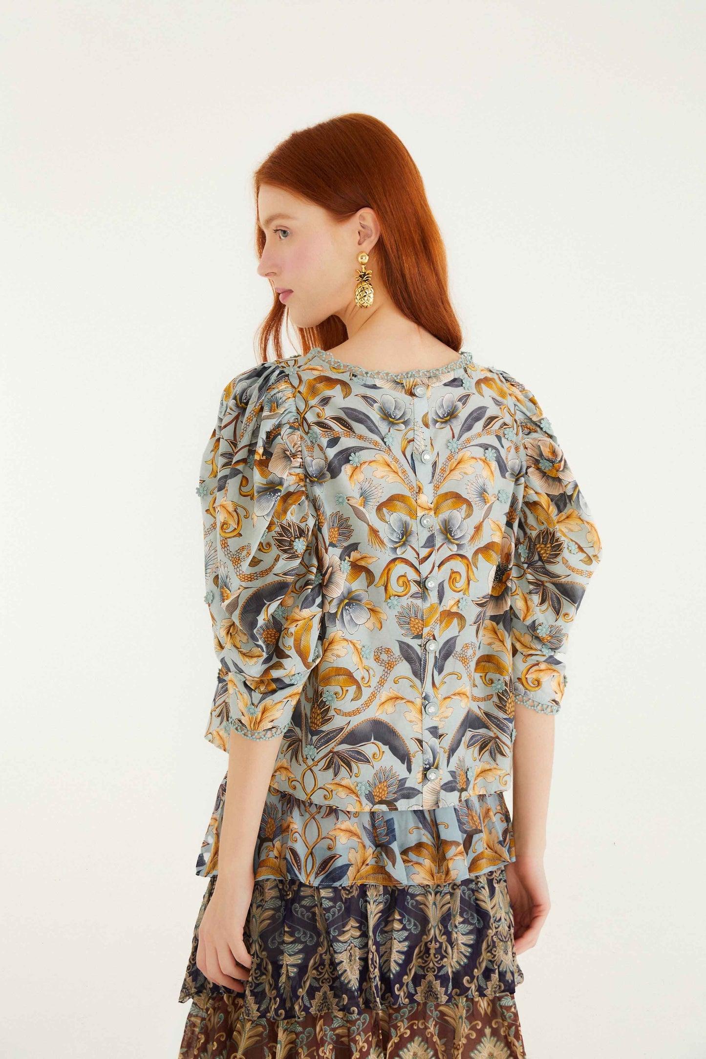 Blue Snake Garden 3d Applique Blouse | FARM Rio | FARM Rio Outlet