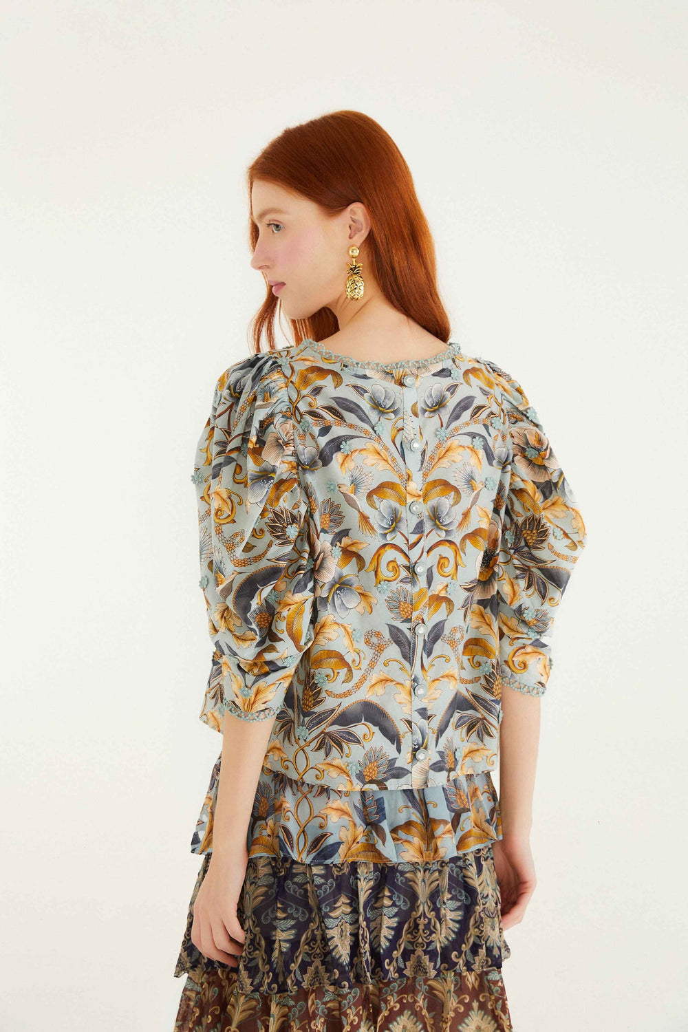 Blue Snake Garden 3d Applique Blouse | FARM Rio | FARM Rio Outlet