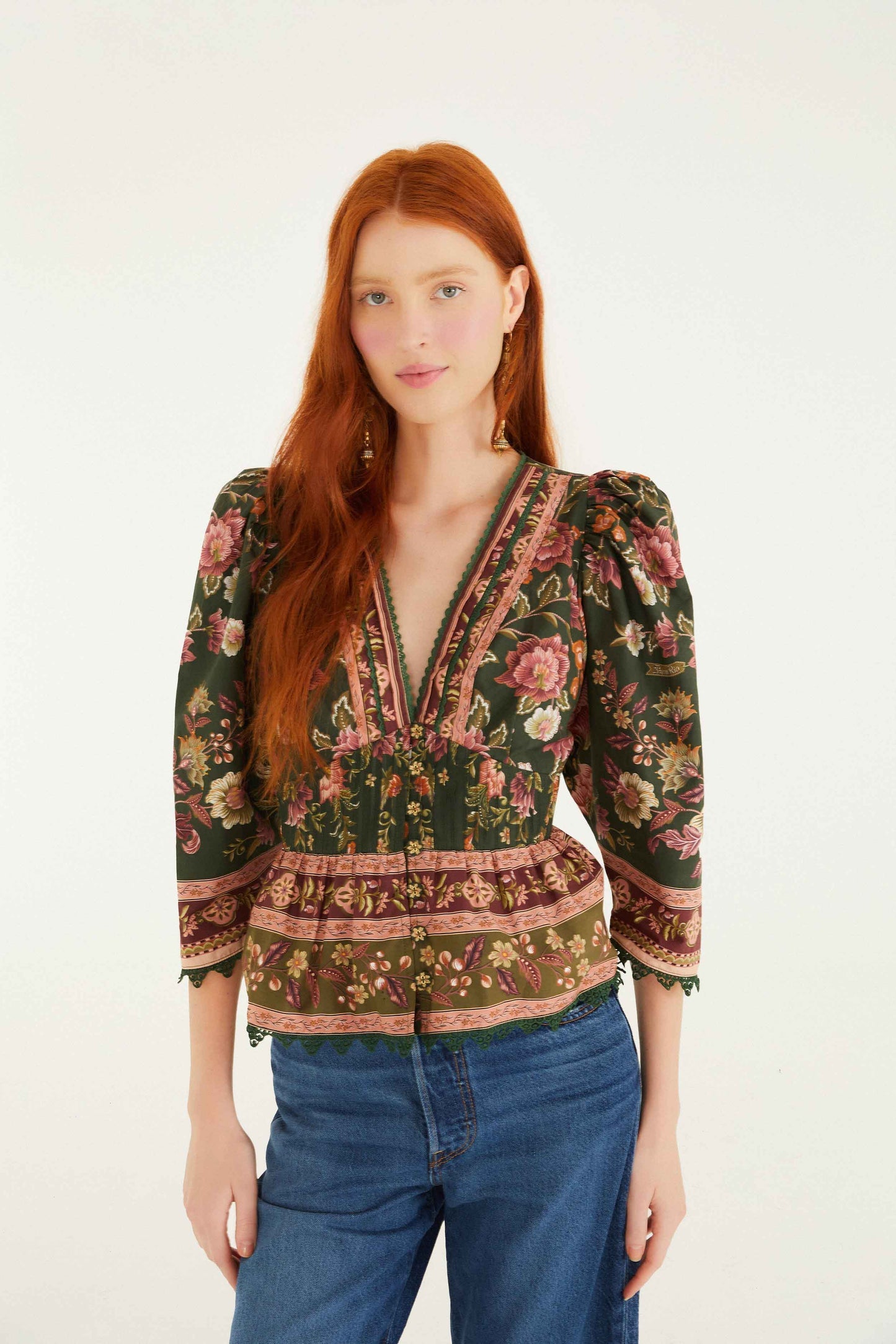 Green Flowering Garden Tree Blouse | FARM Rio | FARM Rio