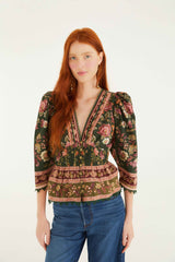 Green Flowering Garden Tree Blouse | FARM Rio | FARM Rio