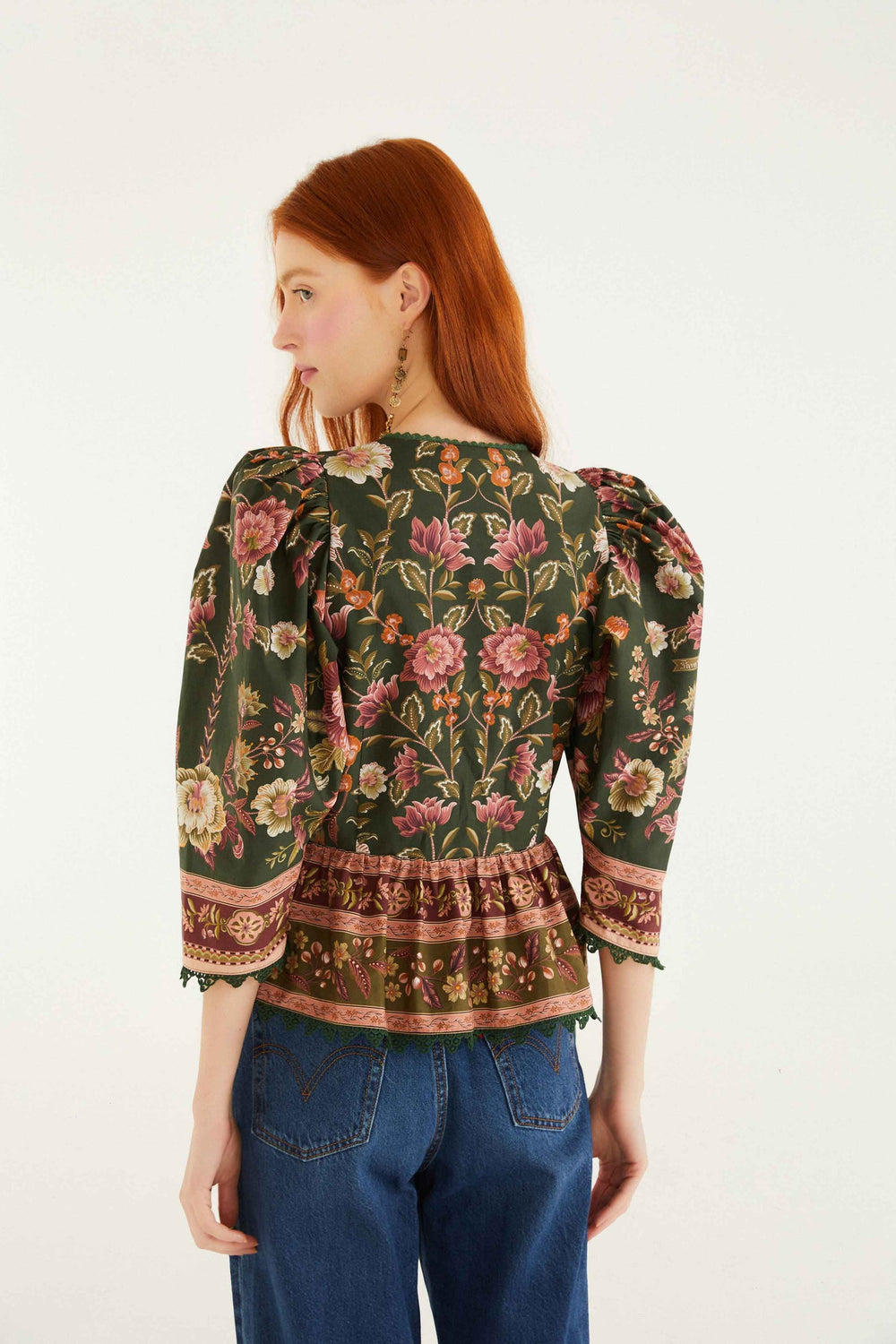 Green Flowering Garden Tree Blouse | FARM Rio | FARM Rio