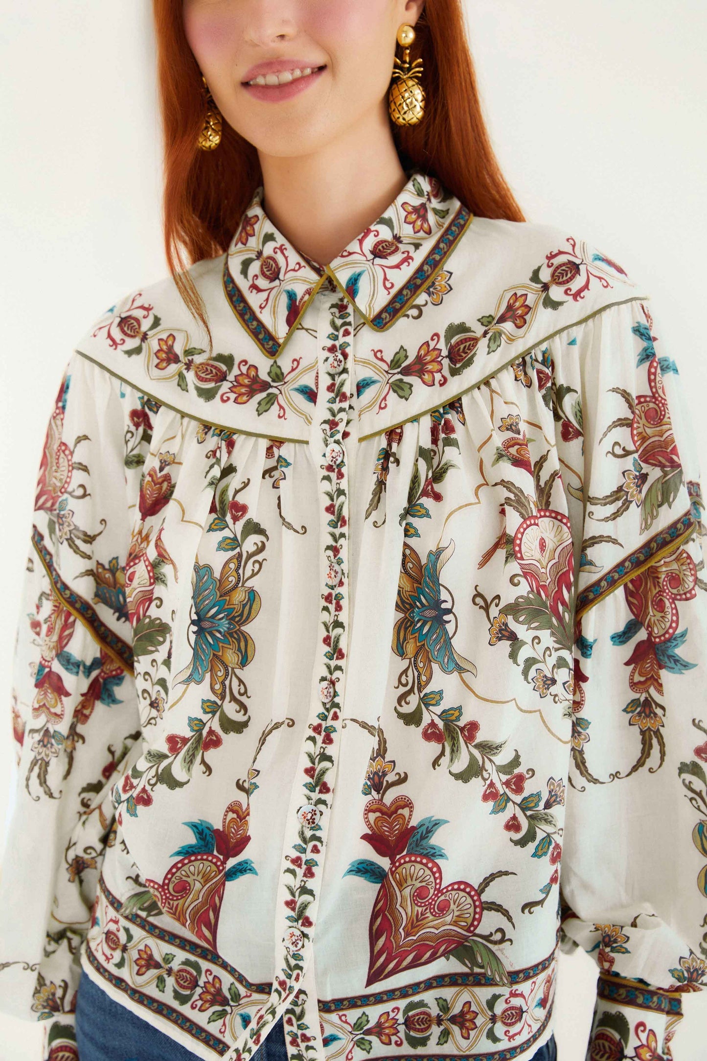 Cream Majestic Hearts Blouse | FARM Rio | FARM Rio Discount