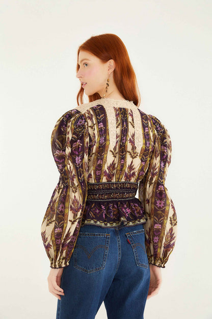 Sand Embroidered Tapestry Long Sleeve Blouse | FARM Rio | FARM Rio Near Me