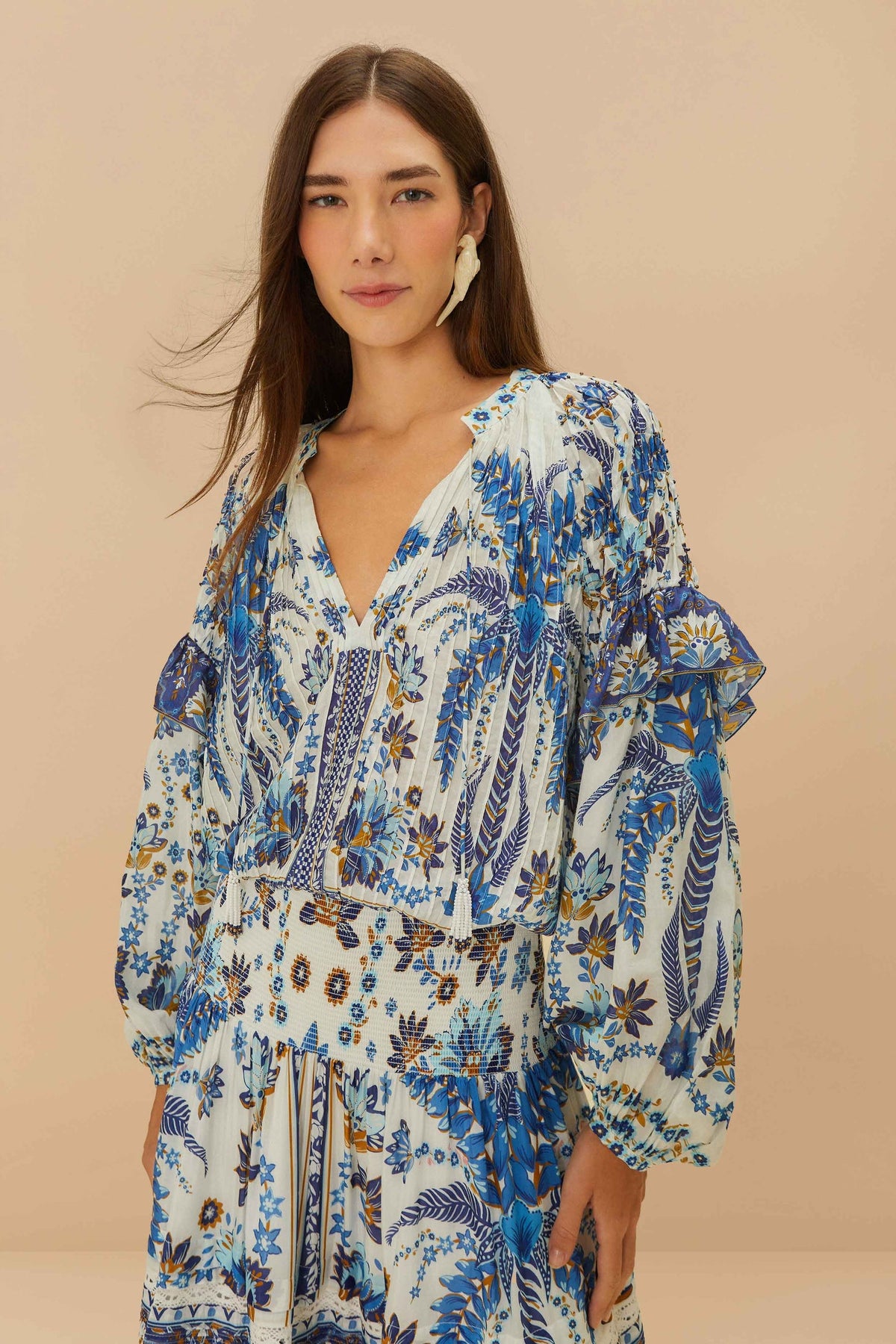 Off-White Ana Tapestry Blouse | FARM Rio For Sale