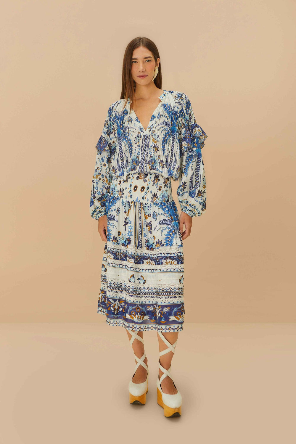 Off-White Ana Tapestry Blouse | FARM Rio For Sale