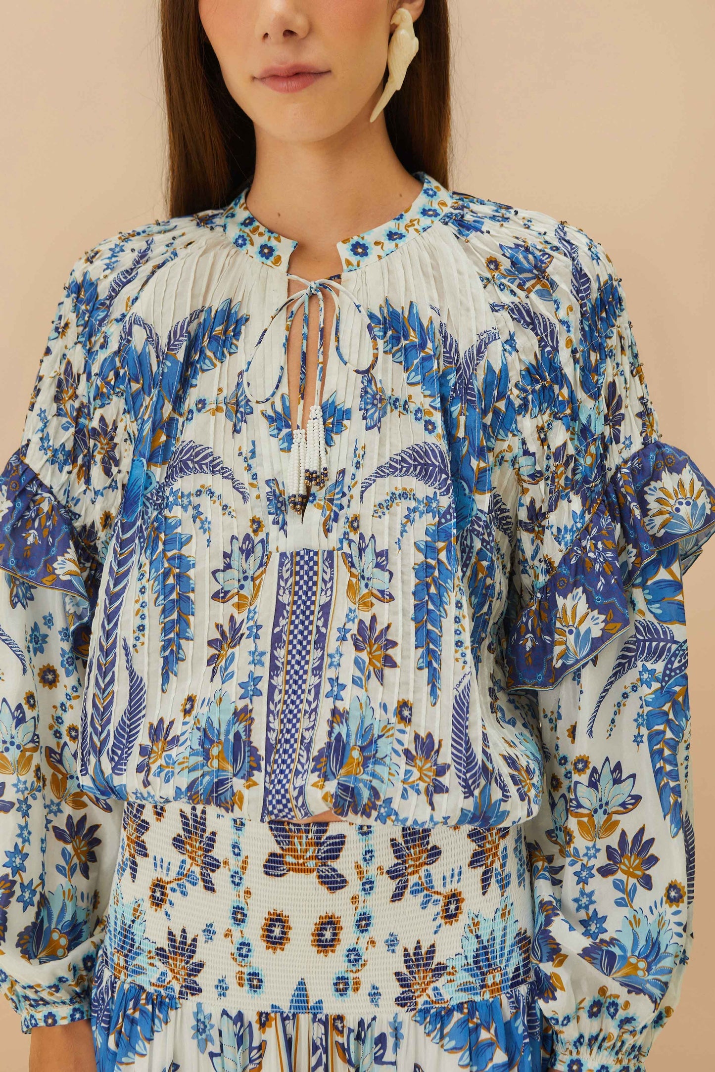Off-White Ana Tapestry Blouse | FARM Rio For Sale