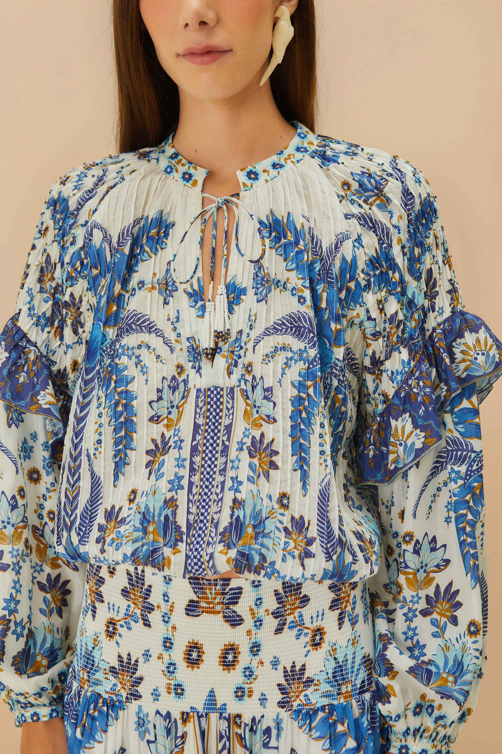 Off-White Ana Tapestry Blouse | FARM Rio For Sale