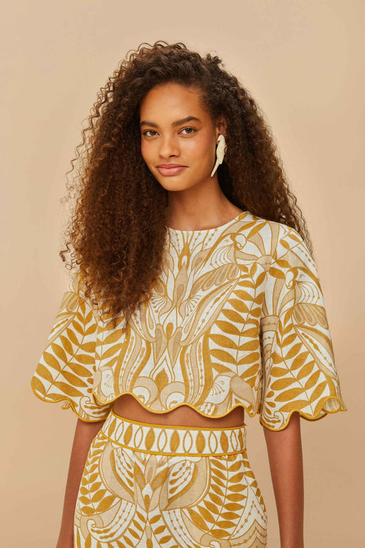 Off-White Lace Nature Euroflax™ Premium Linen Blouse | FARM Rio Online