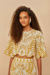 Off-White Lace Nature Euroflax™ Premium Linen Blouse | FARM Rio Online