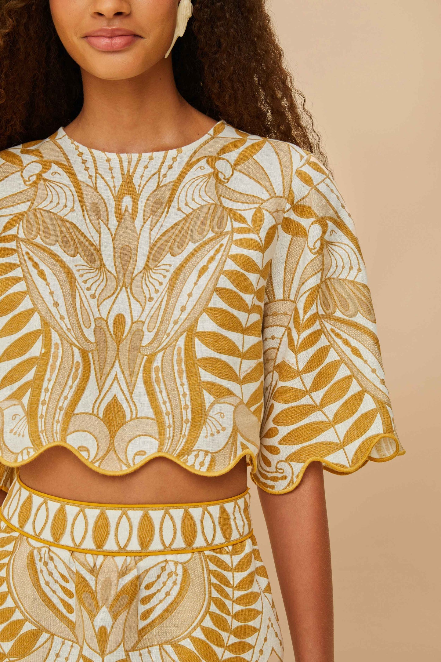 Off-White Lace Nature Euroflax™ Premium Linen Blouse | FARM Rio Online