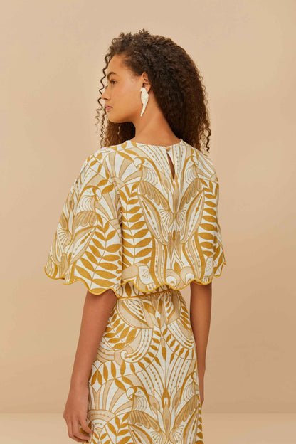 Off-White Lace Nature Euroflax™ Premium Linen Blouse | FARM Rio Online