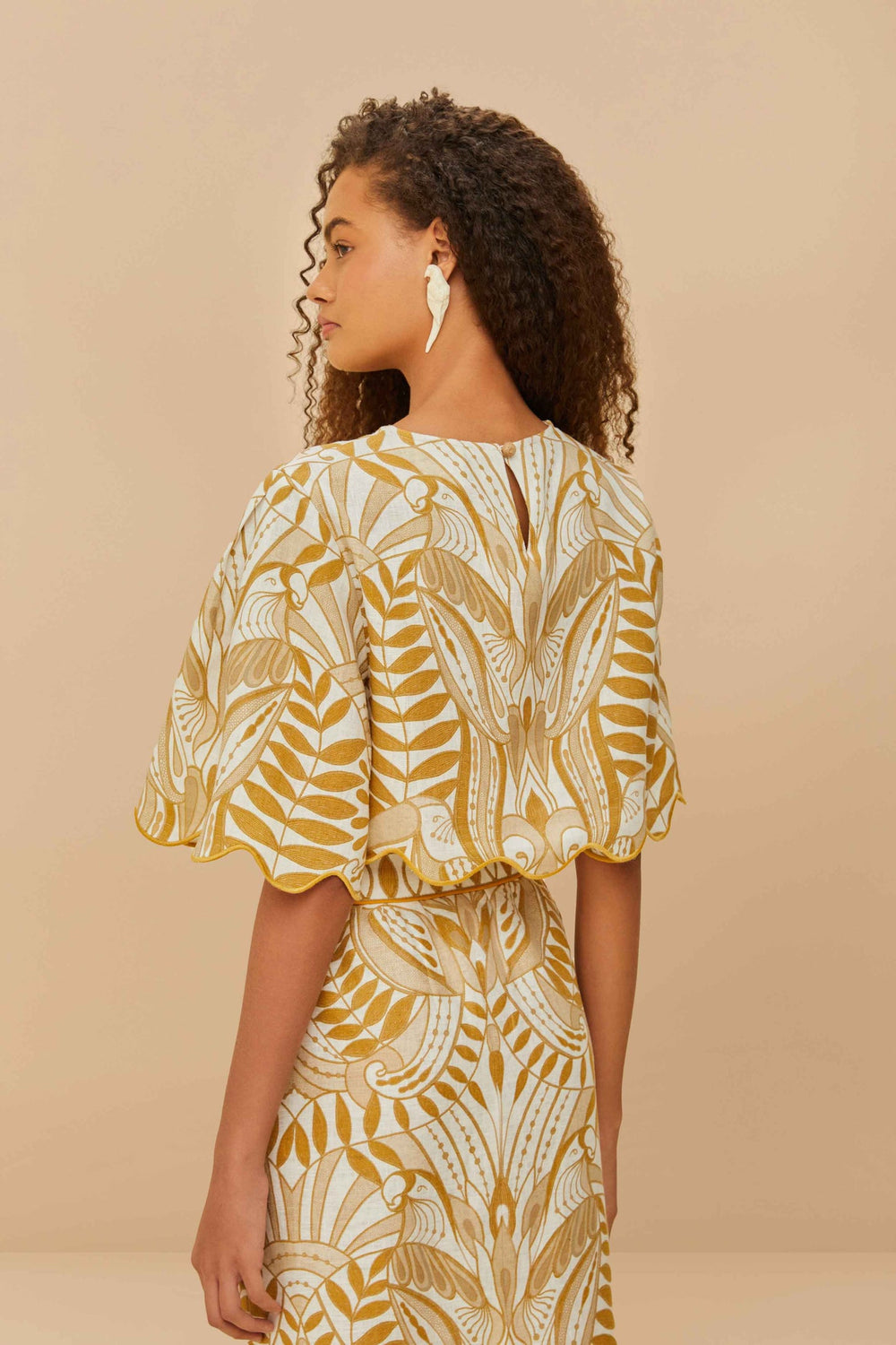 Off-White Lace Nature Euroflax™ Premium Linen Blouse | FARM Rio Online