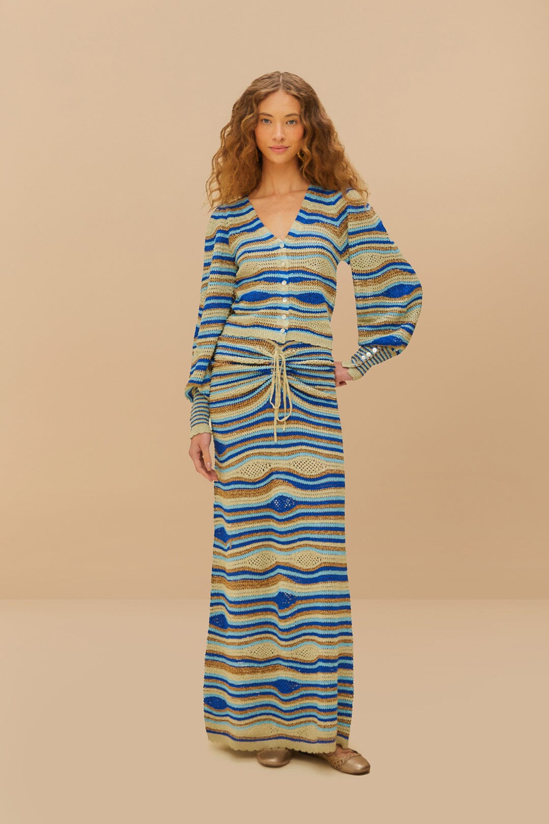 Blue Mixed Waves Knit Blouse | FARM Rio Discount