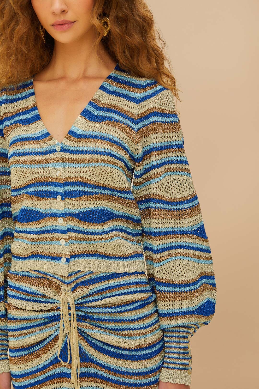 Blue Mixed Waves Knit Blouse | FARM Rio Discount