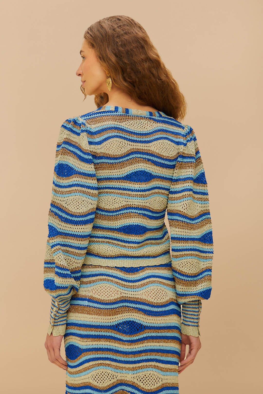 Blue Mixed Waves Knit Blouse | FARM Rio Discount