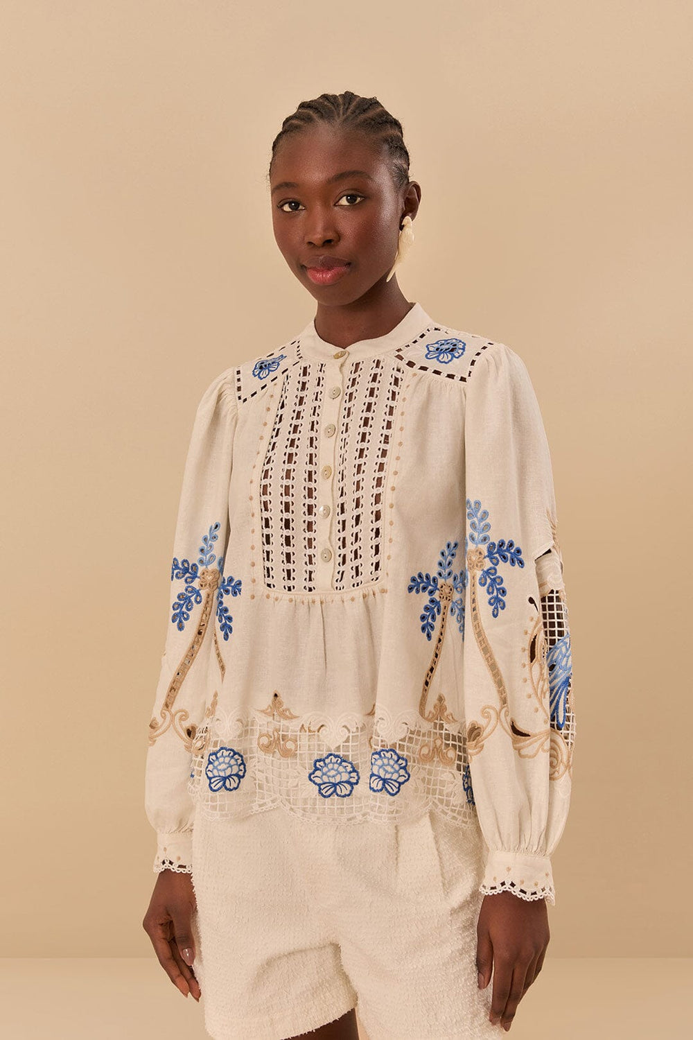 Off-White Romantic Richelieu Blouse | FARM Rio US